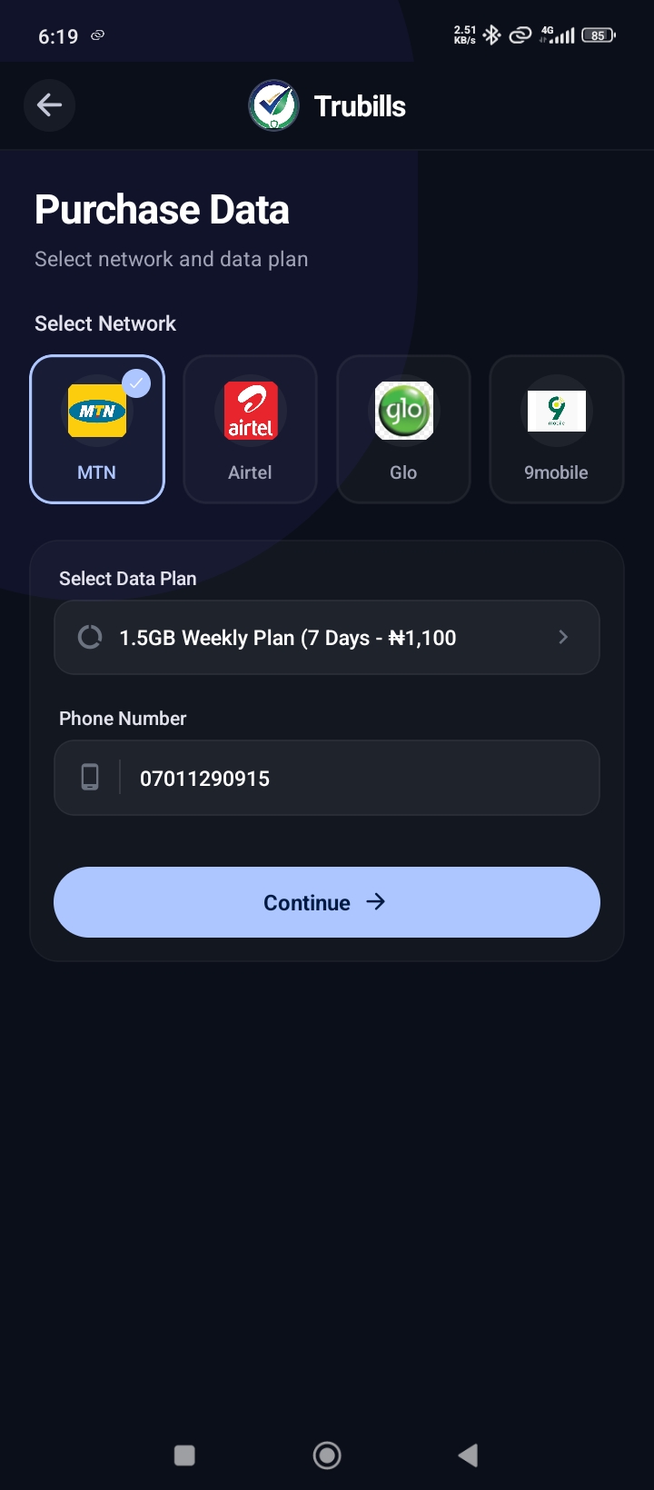 App screen