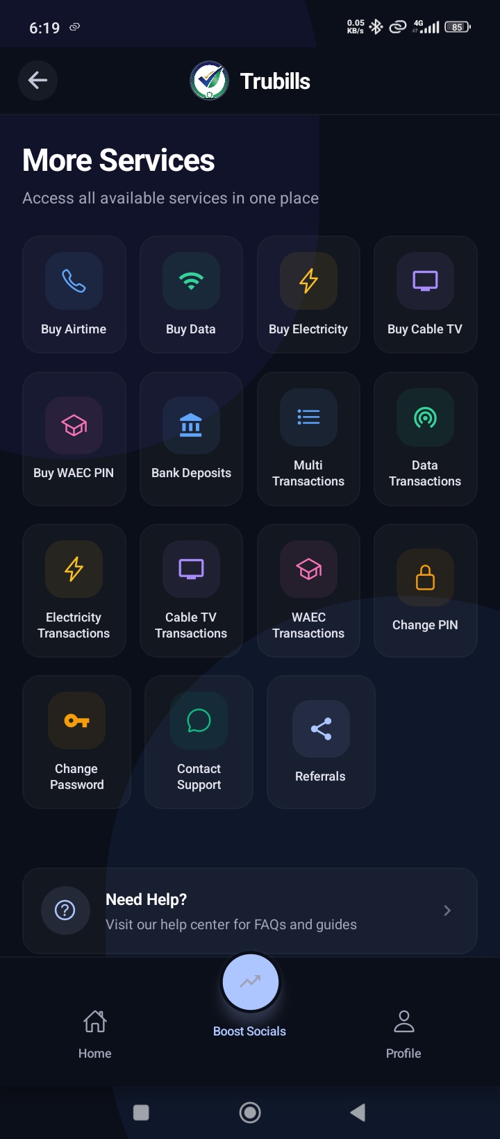 App screen